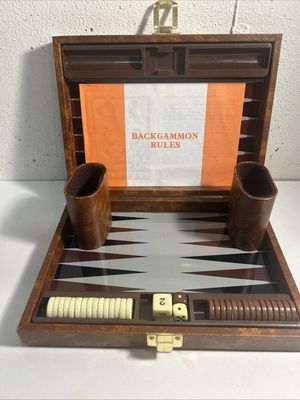 Backgammon Magnetic Travel Set (9" × 7" Faux-leather, Complete)