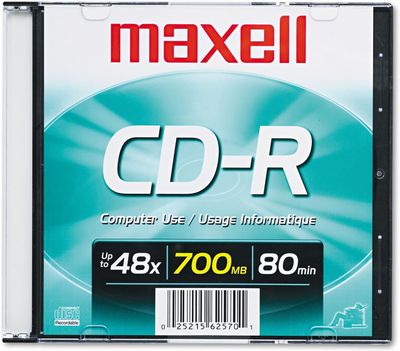 Maxell CD-R 48X 700MB 1-Pack Blank Recordable CD