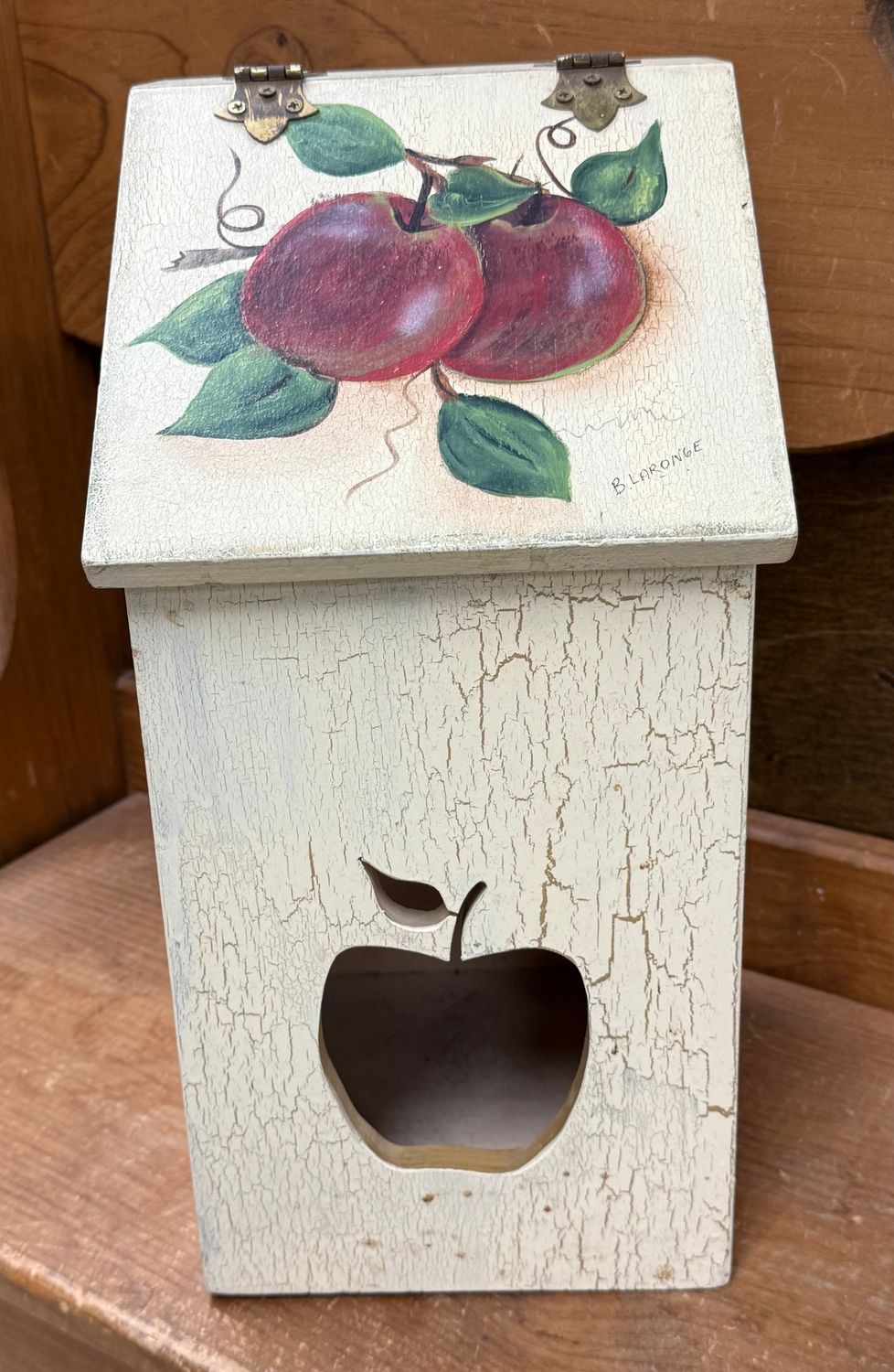 Apple Design 14-Inch Wooden Birdhouse Storage Box