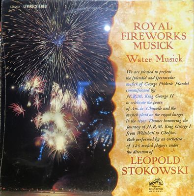 Leopold Stokowski – Handel Royal Fireworks Musick / Water Musick (VG, 1962, LP, Stereo, RCA Victor Red Seal – LSC-2612)