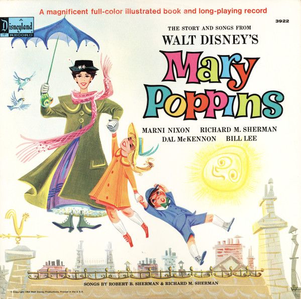 The Story And Songs From Walt Disney's Mary Poppins (VG, 1973, LP, Purple Labels, With Attached Book, Disneyland – 3922, USA)