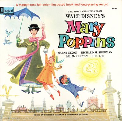 The Story And Songs From Walt Disney's Mary Poppins (VG, 1973, LP, Purple Labels, With Attached Book, Disneyland – 3922, USA)