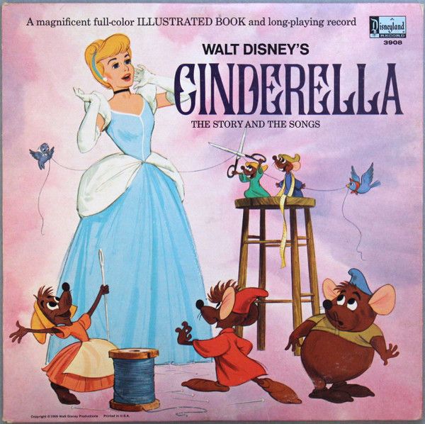 Walt Disney's Cinderella The Story And Songs (VG+, 1973, LP, With Illustrated Book, Disneyland – 3908)