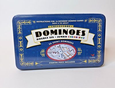 Cardinal Double 6 Dominoes Jumbo Color Dot 28-Piece Tin Case (Used, Guaranteed Complete)