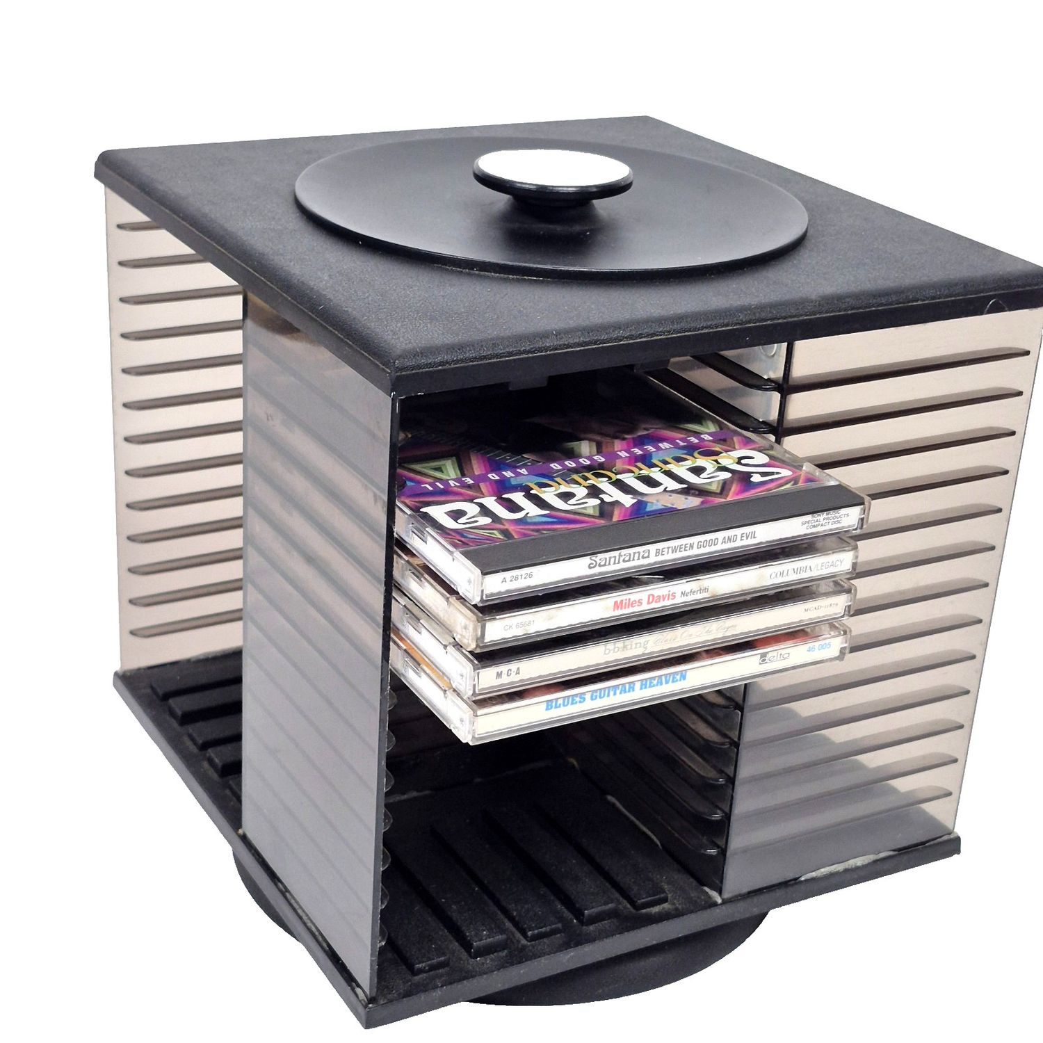 56 Disc Rotating CD Jewel Case Media Storage Tower Carousel Organizer Rack