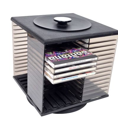 56 Disc Rotating CD Jewel Case Media Storage Tower Carousel Organizer Rack