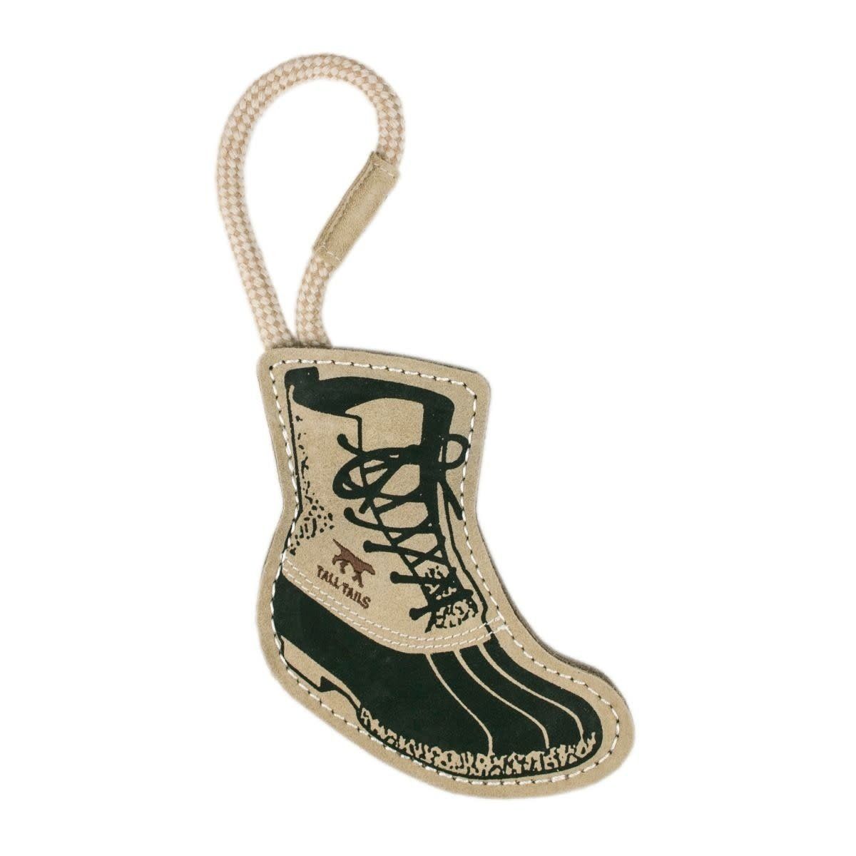 TALL TAILS DOG TOY NATURAL  LEATHER &amp; WOOL HIKING BOOT 16&quot;