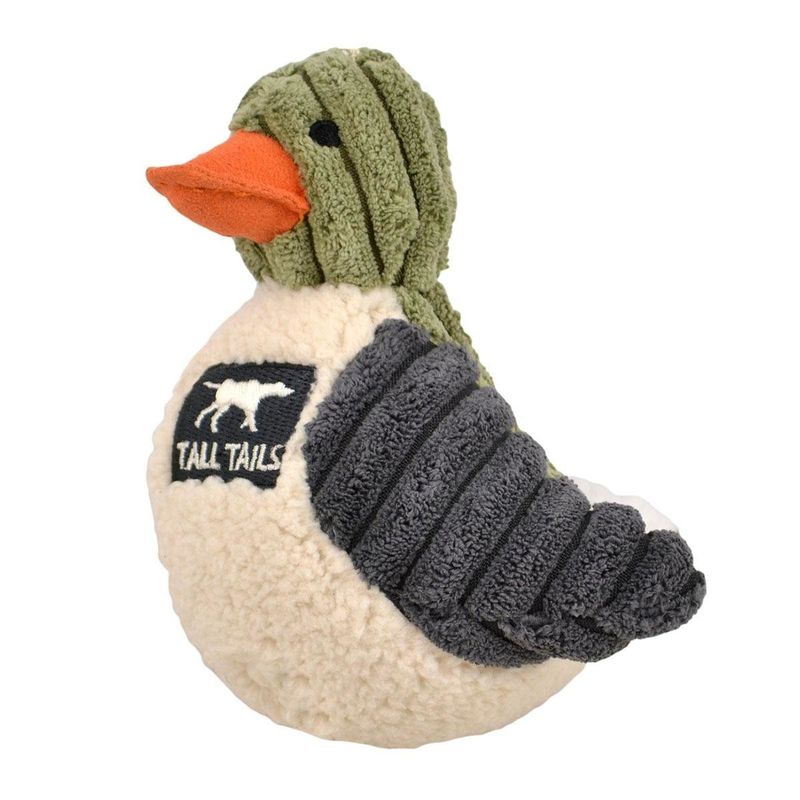 TALL TAILS DOG TOY DUCK W/ SQUEAKER 5&quot; SAGE &amp; CREAM