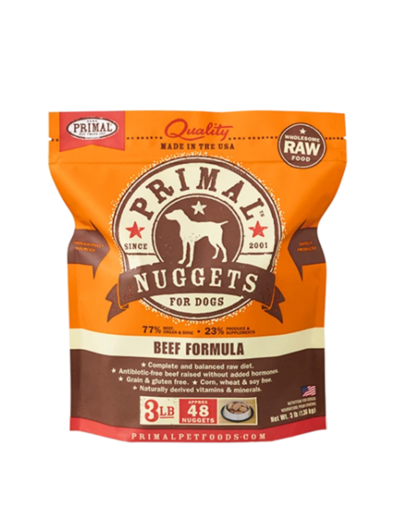 PRIM FRZN CANINE NUGGETS  BEEF 3#