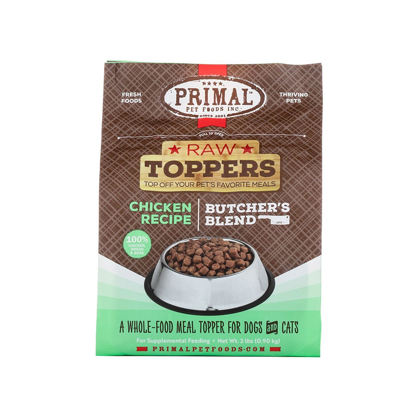 PRIM FRZN CANINE/FELINE  BUTCHER&#39;S BLEND TOPPER CHIC 2#