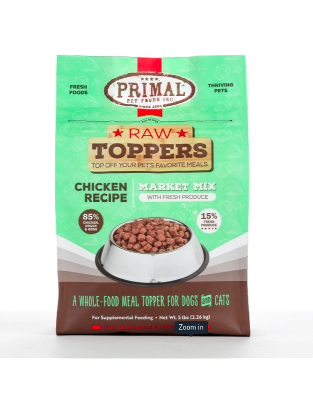 PRIM FRZN CANINE MARKET MIX TOPPER CHICKEN 5#