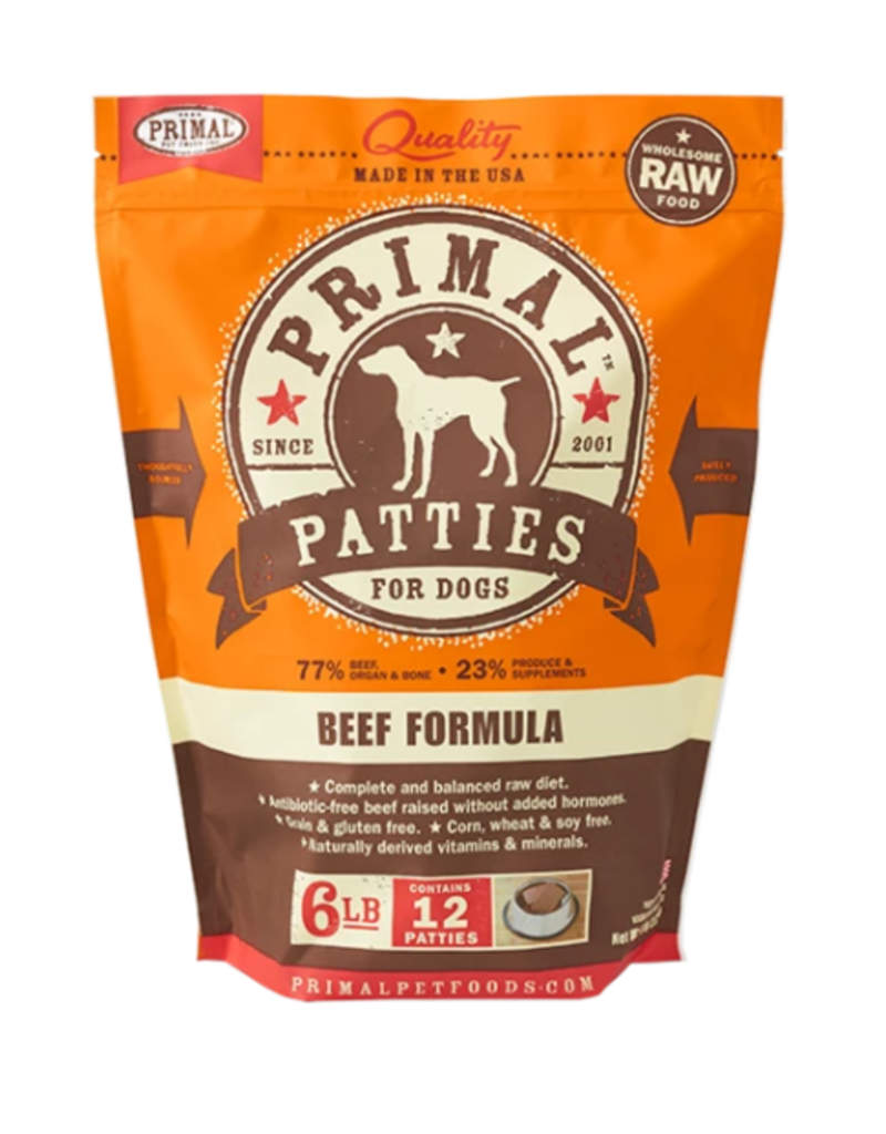 PRIM FRZN CANINE PATTIES BEEF 6#