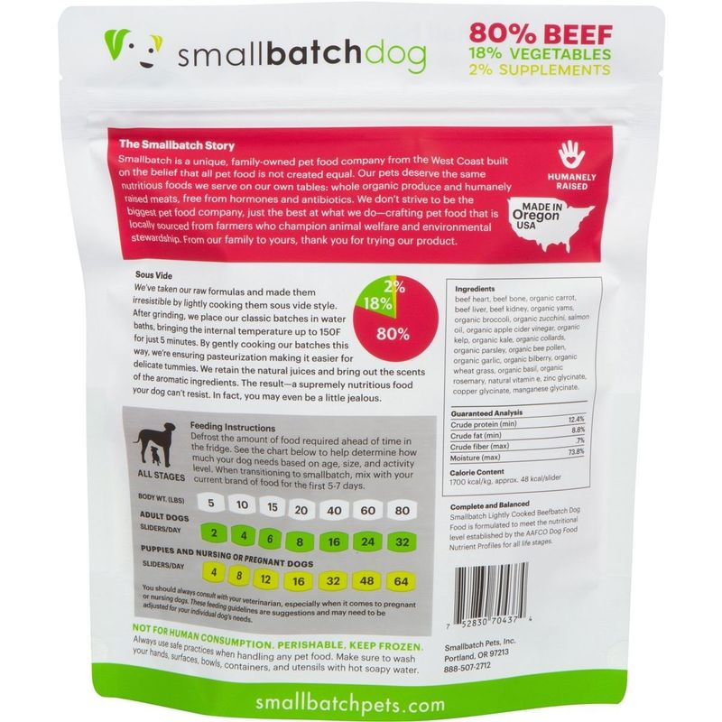 SMALL BATCH FRZN DOG LIGHTLY COOKED BEEF 2#
