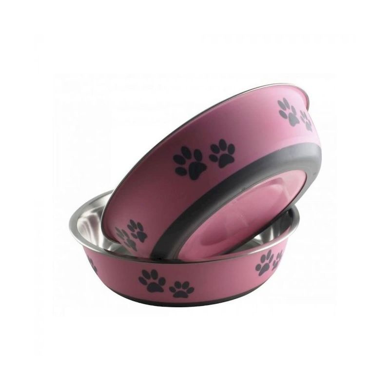 BUSTER BOWL PAWS PINK 13OZ