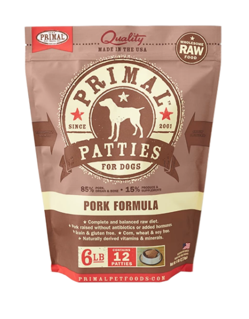PRIM FRZN CANINE PATTIES PORK 6#