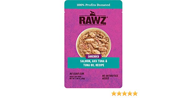 RAWZ CAT SHREDDED SALMON, AKU TUNA POUCH