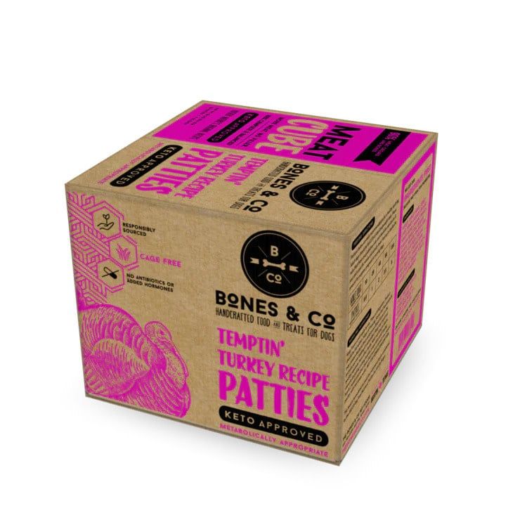 Bones &amp; Co Frozen Dog Food Turkey Bulk 18#