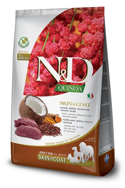 Farmina ND Quinoa GF dog skin coat venison 15.4#