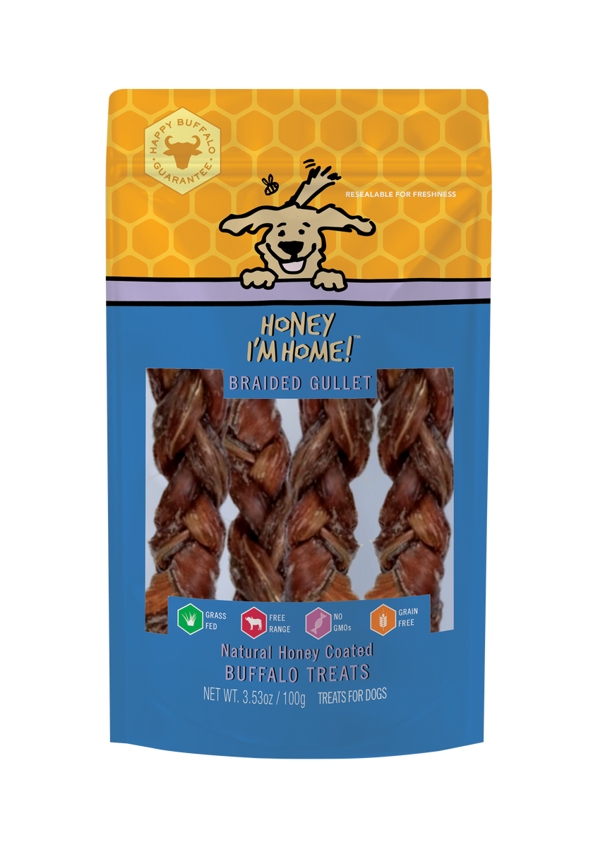 HIH HONEY COATED BUFFALO TREATS BRAIDED GULLET