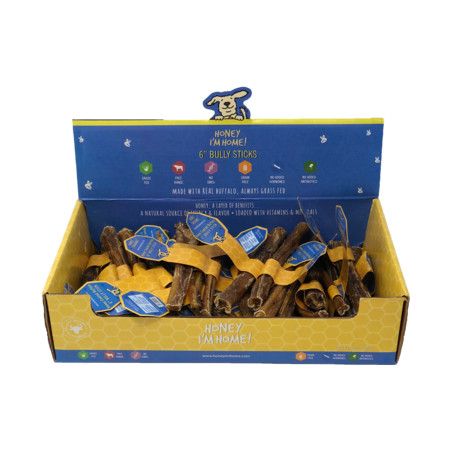HIH HONEY COATED BUFFALO CHEWS BULLY STICK 6&quot;