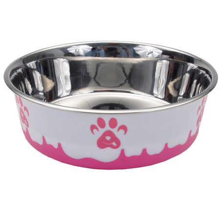 BOWL MASLOW NON-SKID PAW  DESIGN 13OZ PINK