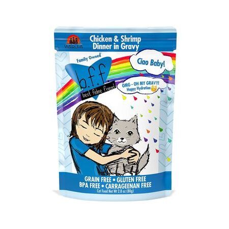 WERUVA BFF OMG POUCH 2.8 OZ CIAO BABY CHKN SHMP GRVY 12/TR