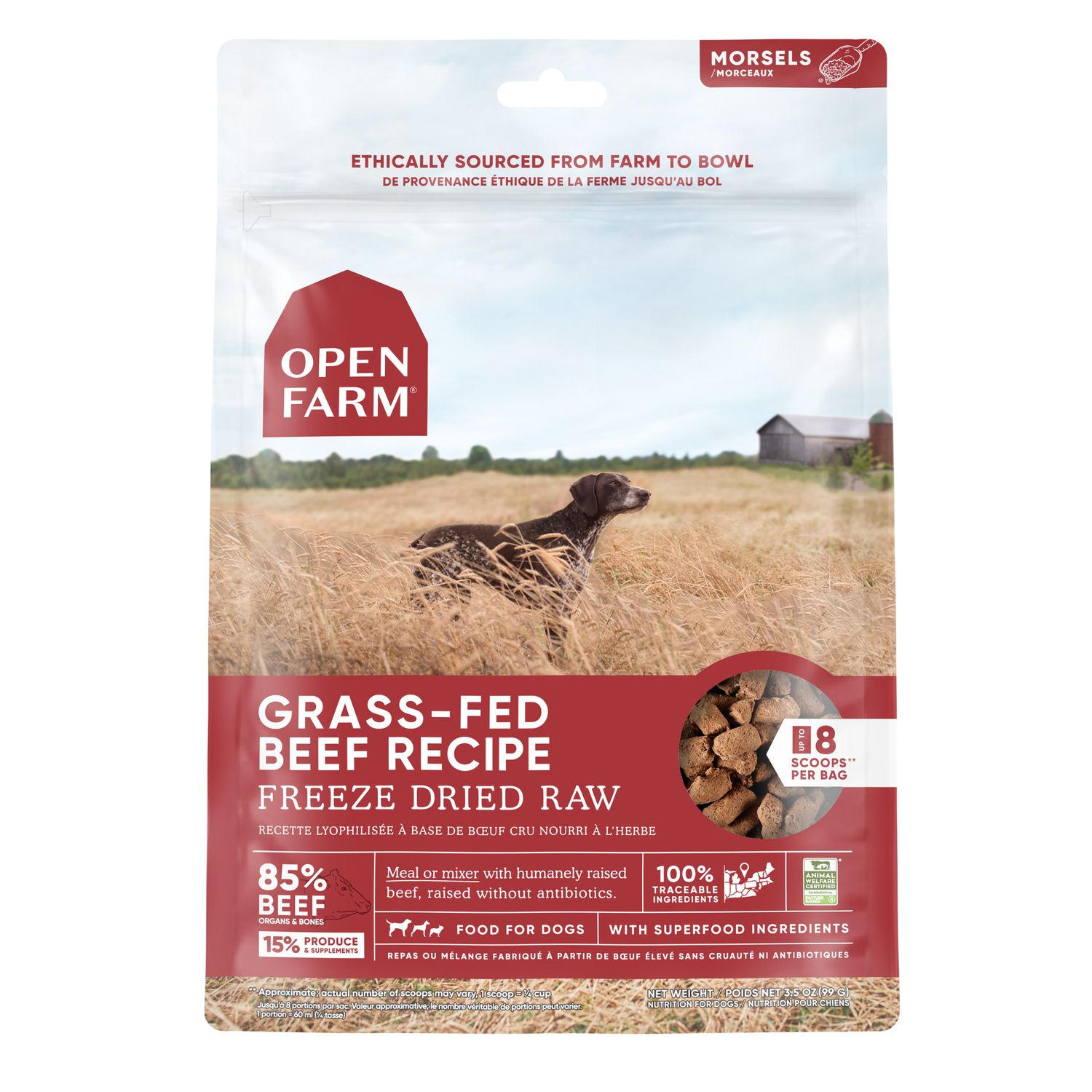 OPEN FARM DOG FD RAW BEEF, Size: 3.5 oz