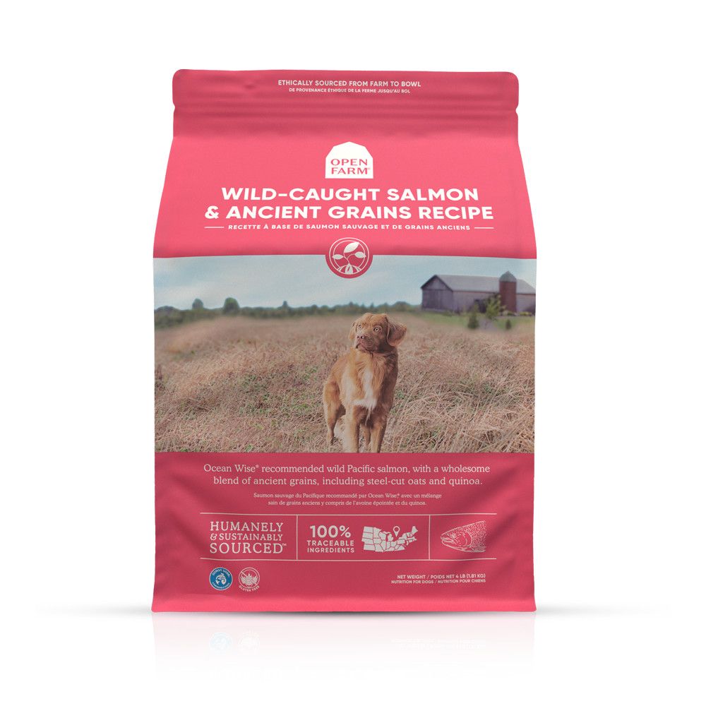 OPEN FARM DOG DRY WILD SALMON ANCIENT GRAIN, Size: 4 lb