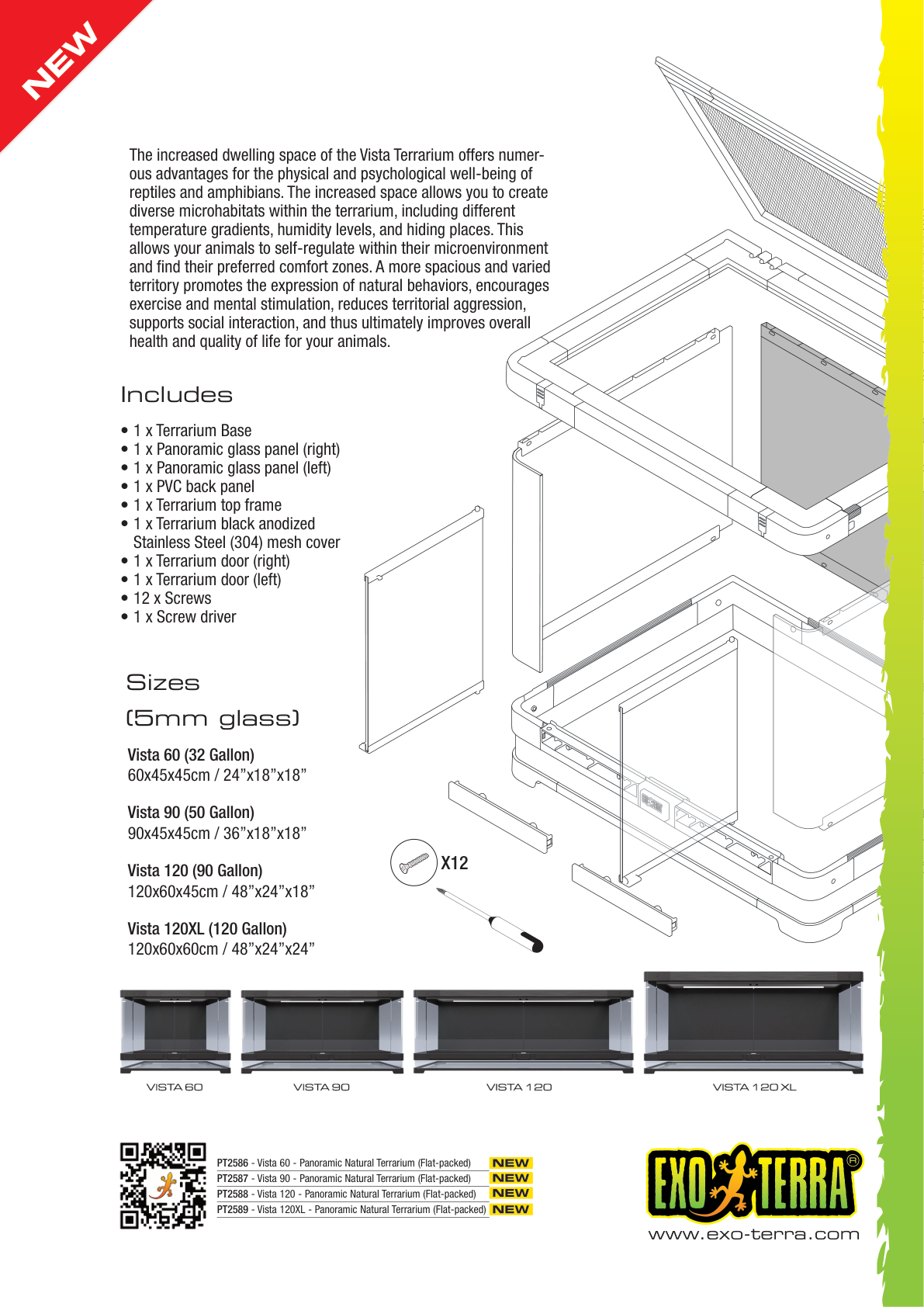 Exo Terra Vista 120XL Panoramic Terrarium - 120 Gallon