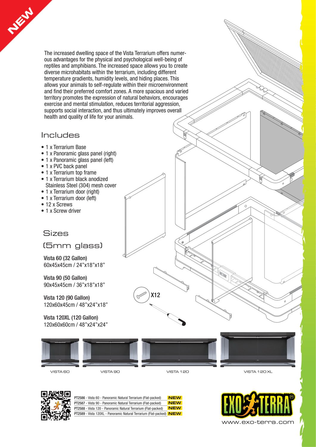 Exo Terra Vista 120XL Panoramic Terrarium - 120 Gallon