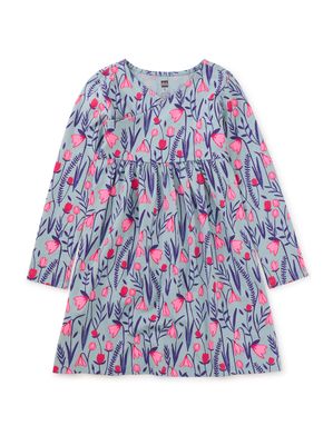 Long Sleeve Wrap Neck Dress