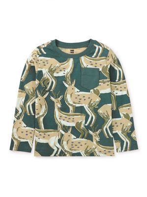 Long Sleeve Printed Pocket Tee