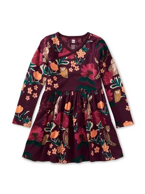 Long Sleeved  Wrap Neck Dress