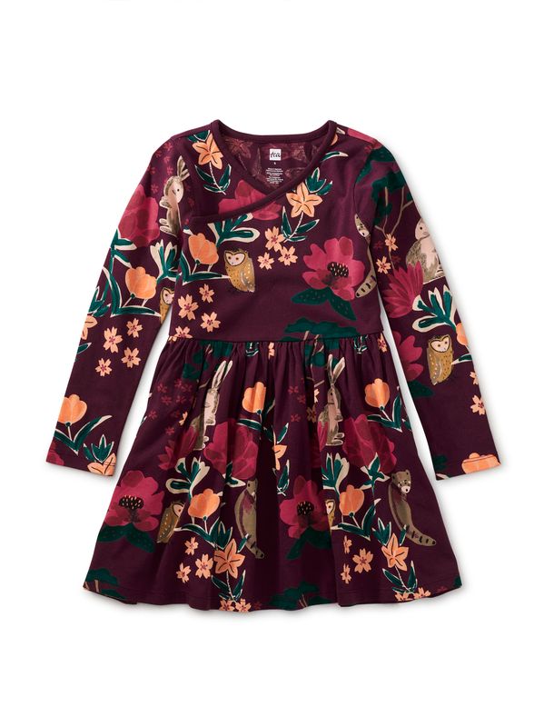 Long Sleeved  Wrap Neck Dress