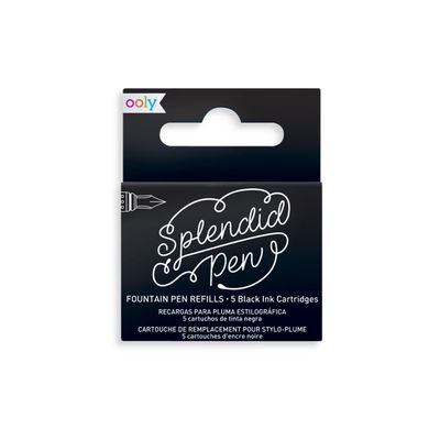 SPLENDID FOUNTAIN PEN INK REFILLS - BLACK (SET OF 5)