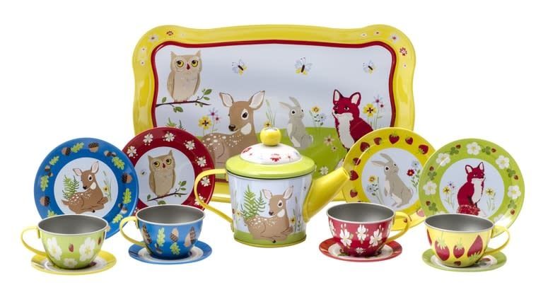 FOREST FRIENDS TEA TIME 15 Piece Tin Tea Set