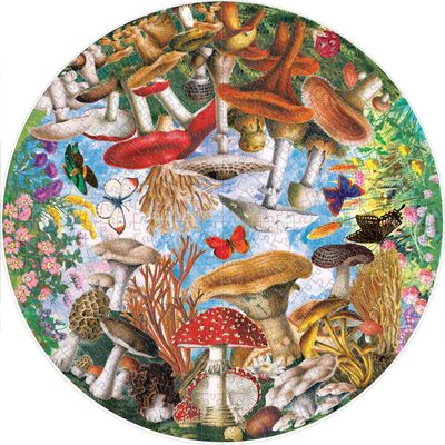 MUSHROOMS AND BUTTERFLIES 500PC ROUND PUZZLE
