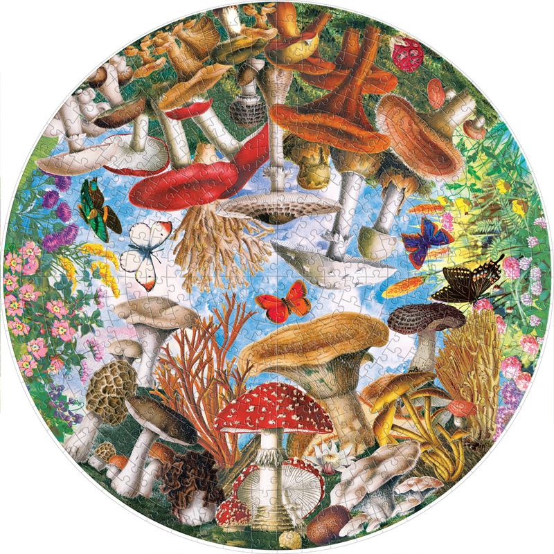 MUSHROOMS AND BUTTERFLIES 500PC ROUND PUZZLE