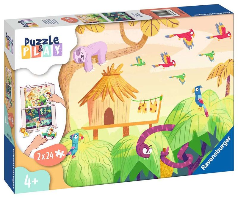 Ravensburger 2X24 Puzzle &amp; Play: Jungle Exploration