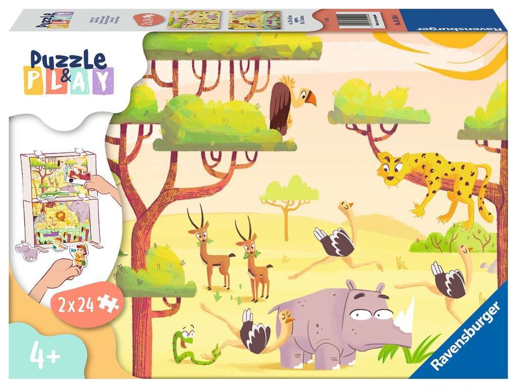 Ravensburger 2X24 Puzzle &amp; Play: Safari Time