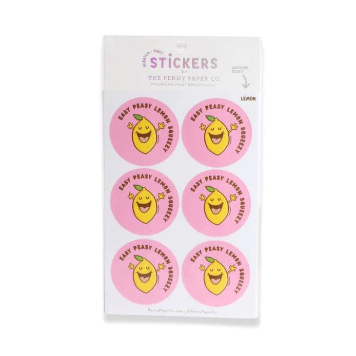 The Penny Paper Co Easy Peasy, Lemon Squeezy, Lemon Scented Scratch and Sniff Stickers