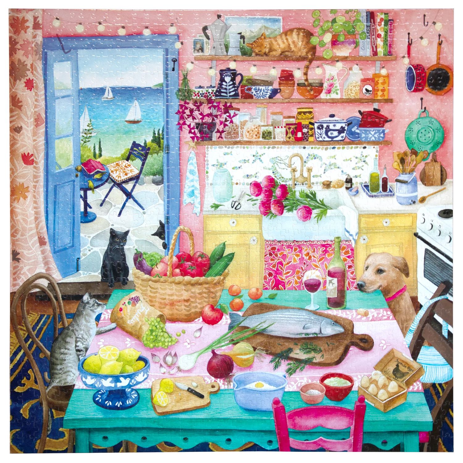 eeboo PINK KITCHEN 1000 PIECE PUZZLE