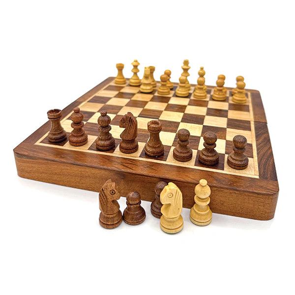 Folding Magnetic Wooden Chess Set 25 cm