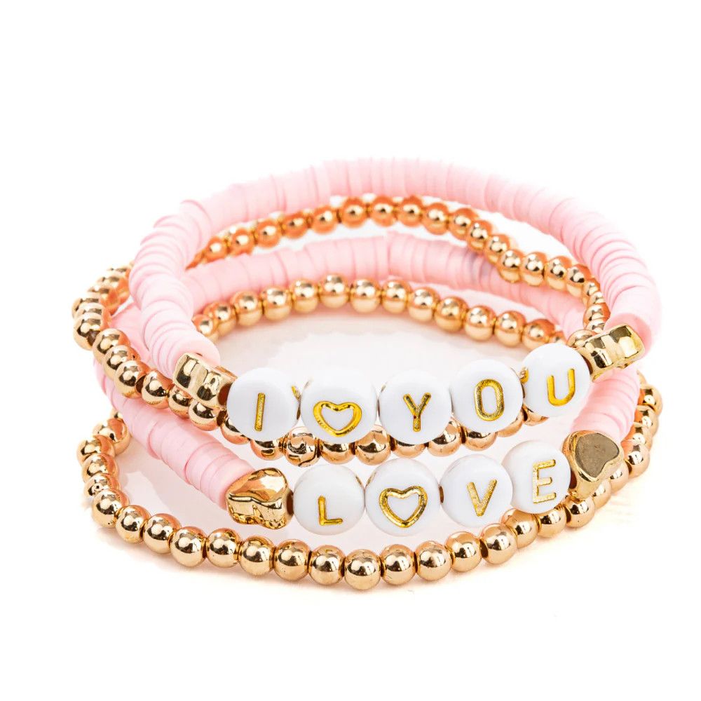 Pink Love Bracelet, 4pc Set