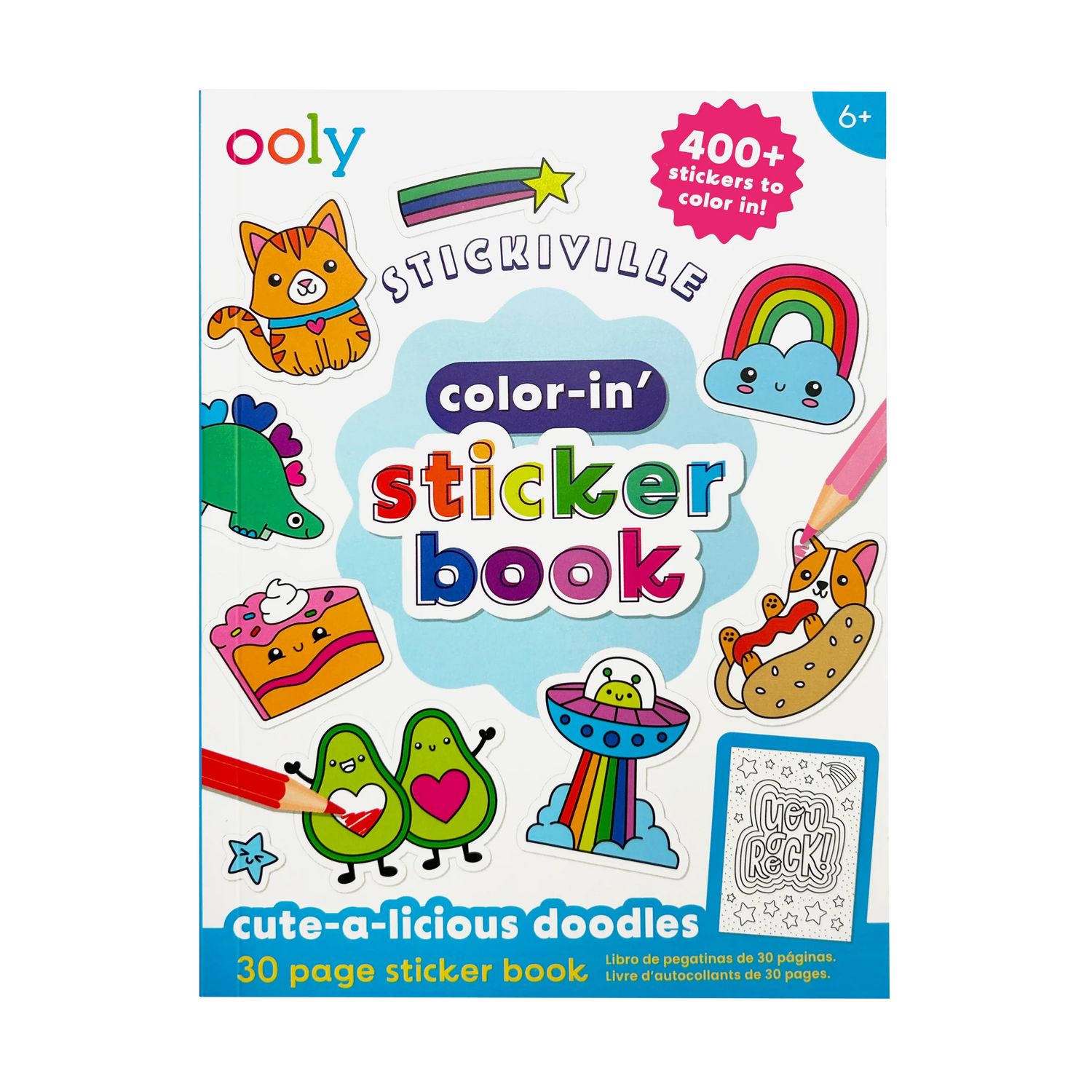 Stickiville color-in stickerbook- Cute- a-licious doodles
