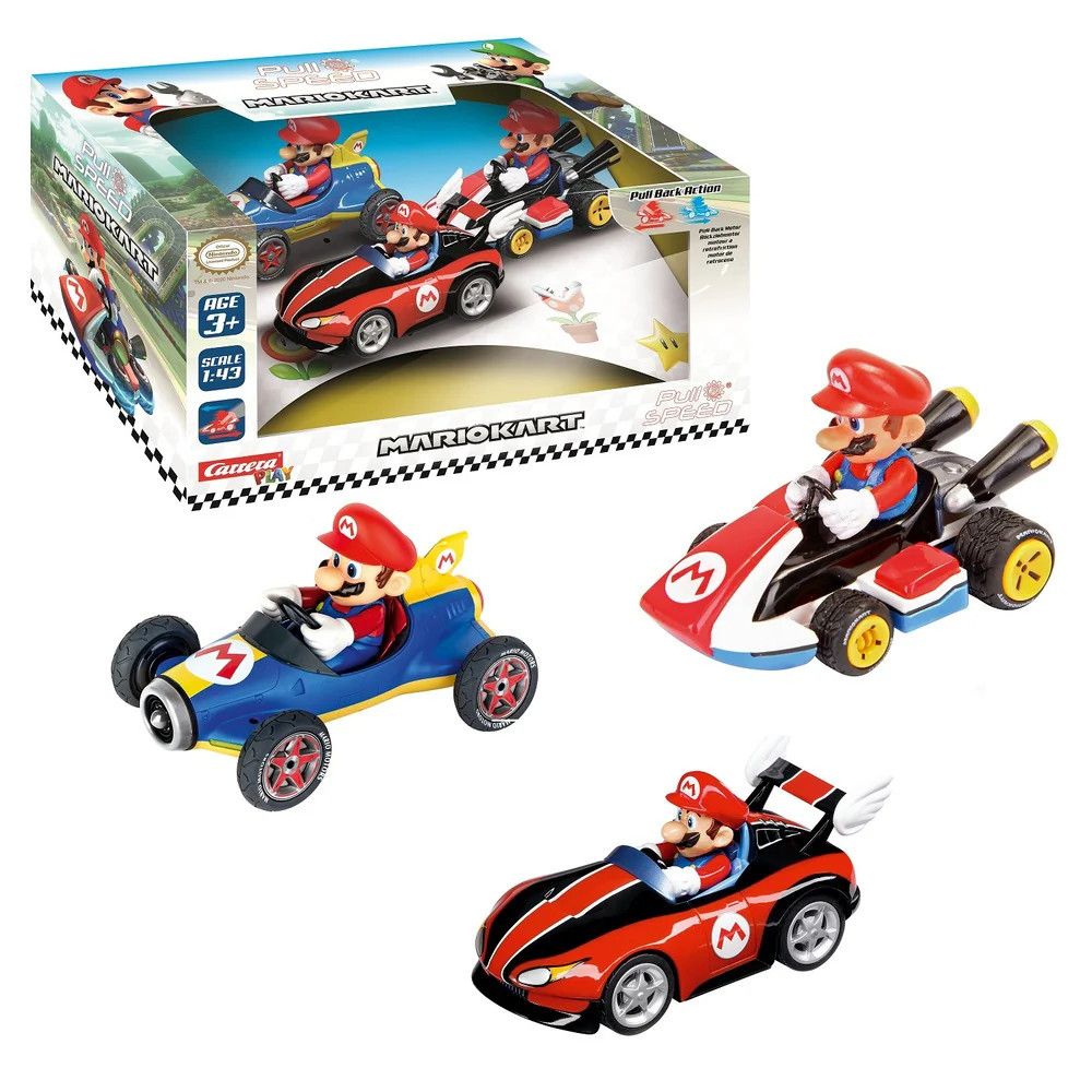 Carrera Pull &amp; Speed Mario Kart Mario/Wild Wing Mario/Mach 8 Mario