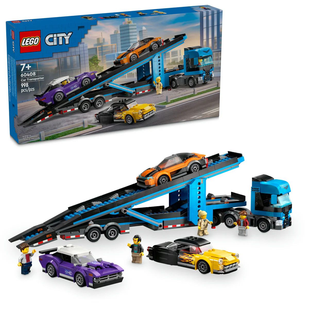 Lego Car Transporter Truck with Sports Cars