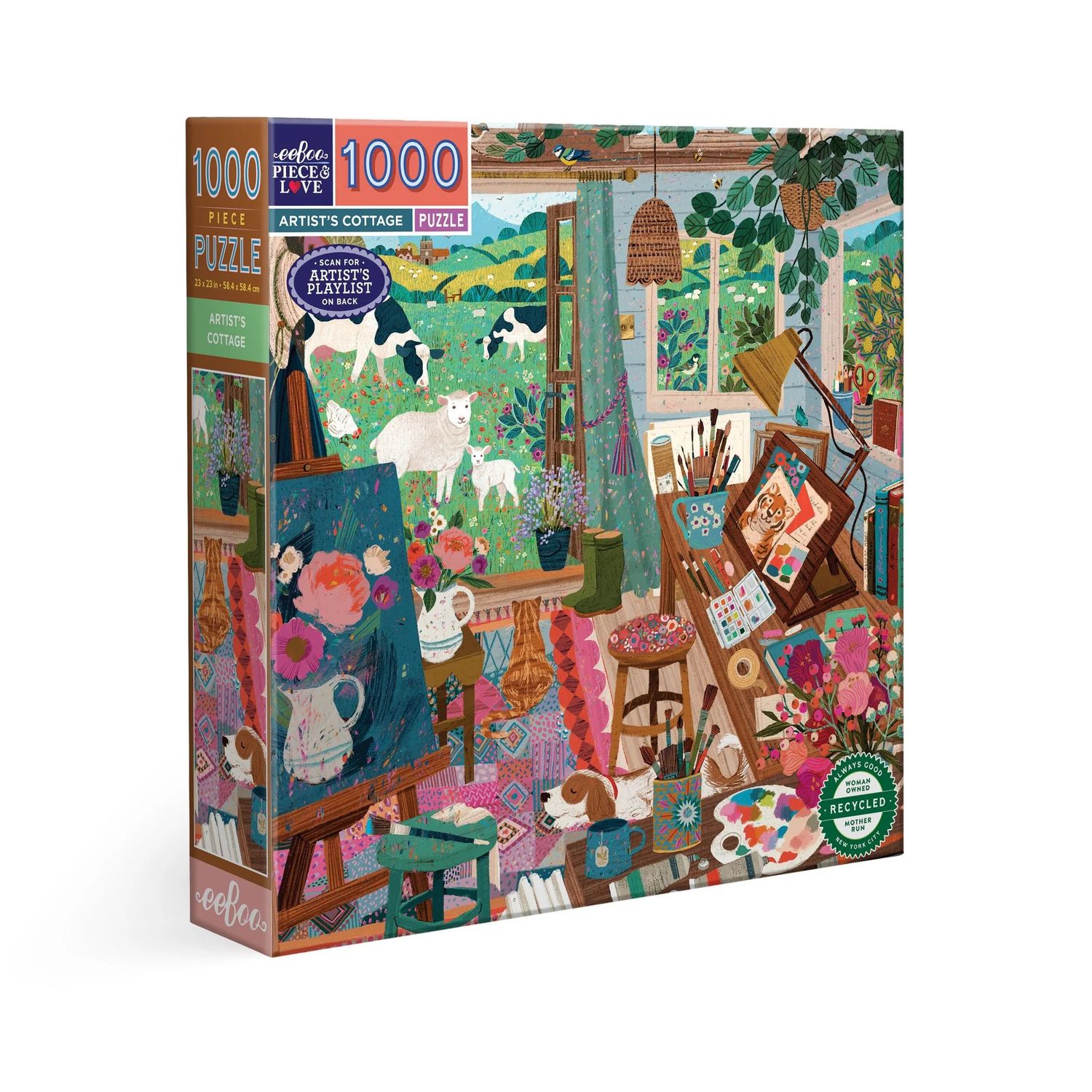 eeboo ARTIST&#39;S COTTAGE 1000 PIECE PUZZLE