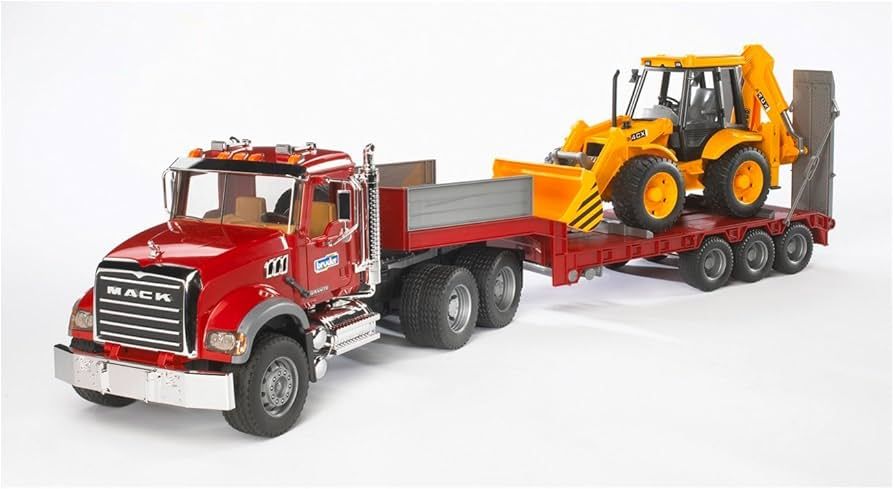 Mack Granite Flatbed Truck with JCB Loader Backhoe