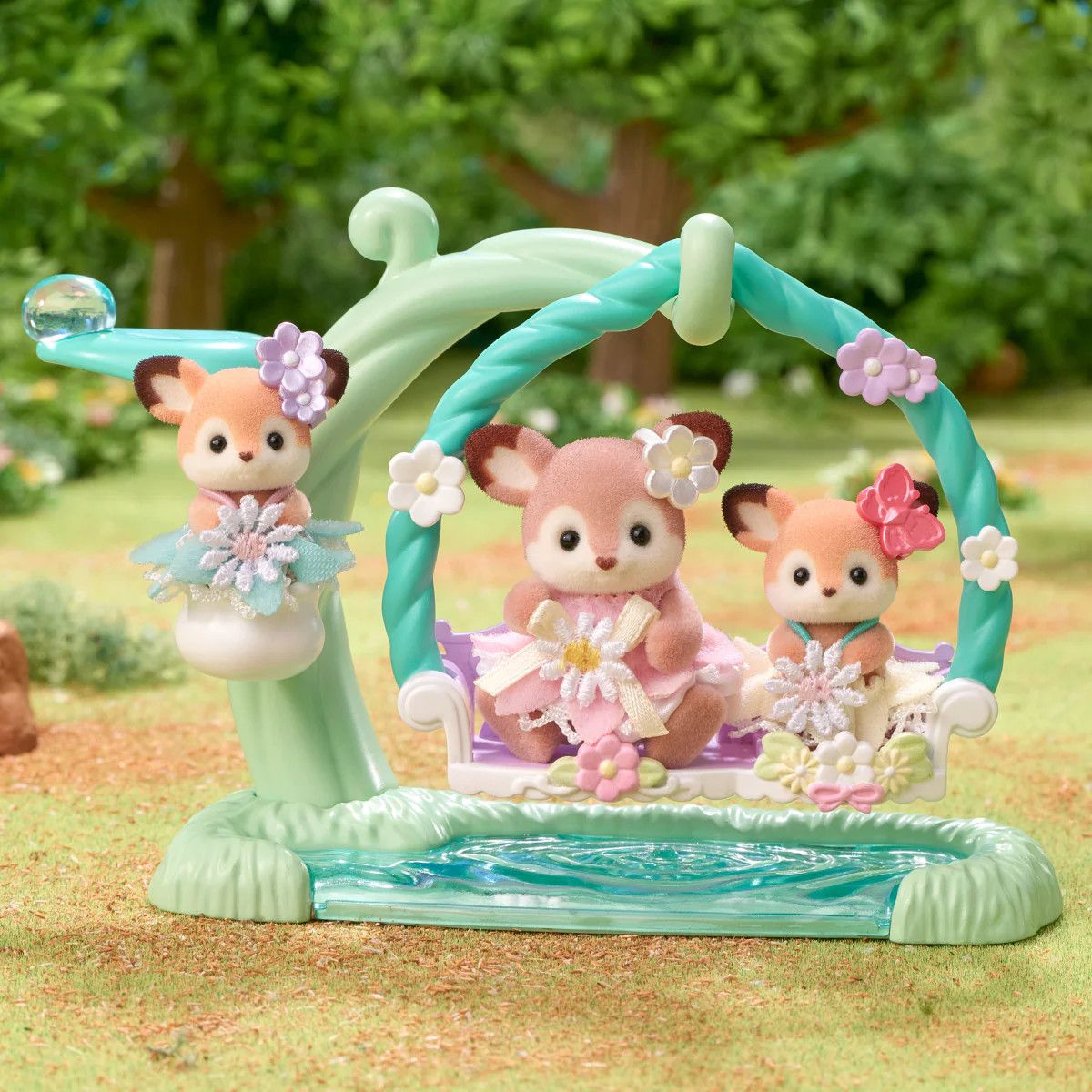 Calico Critters Deer Baby Floral Swing Set
